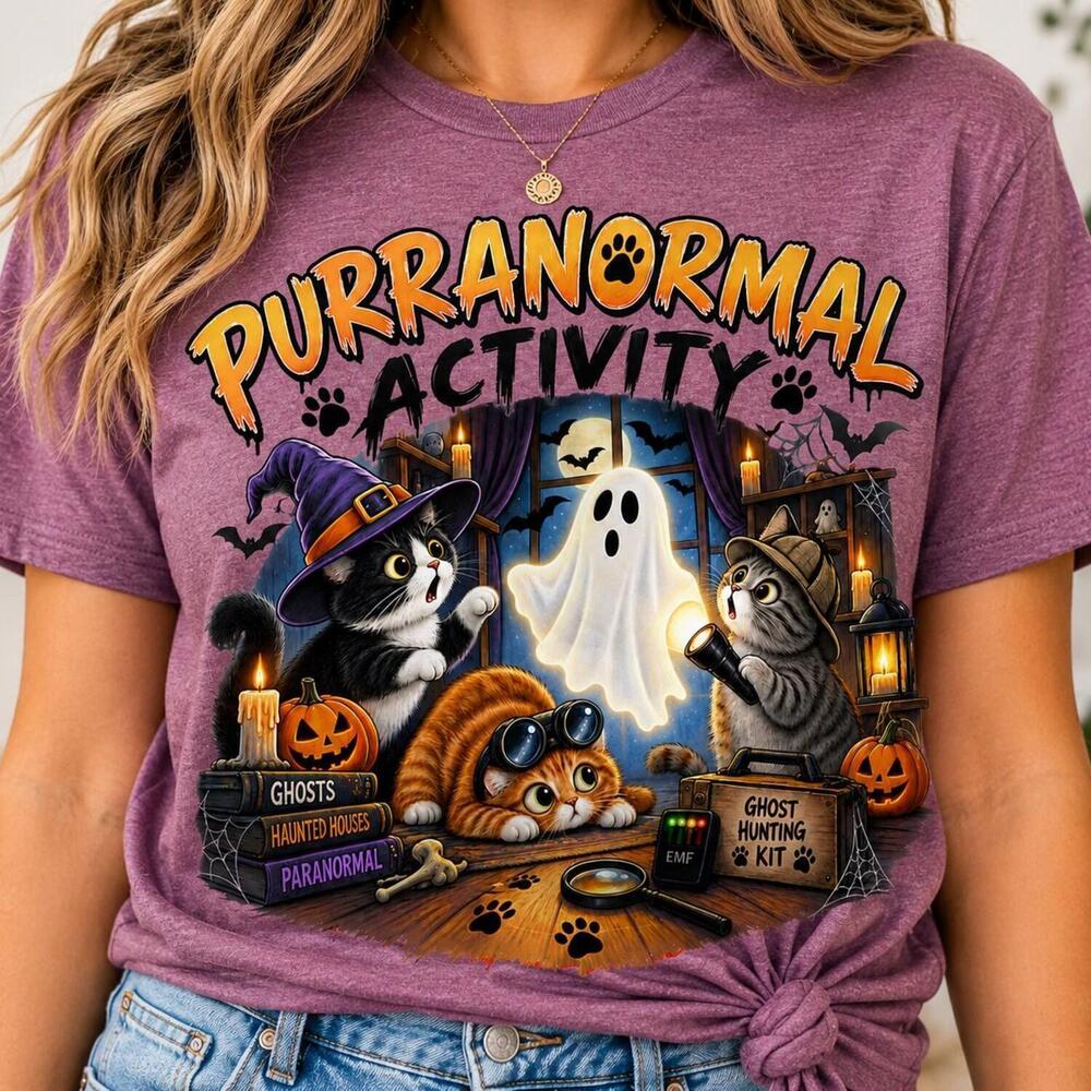 Funny Halloween Cat Shirt, Purranormal Activity Tee, Spooky Cat Shirt